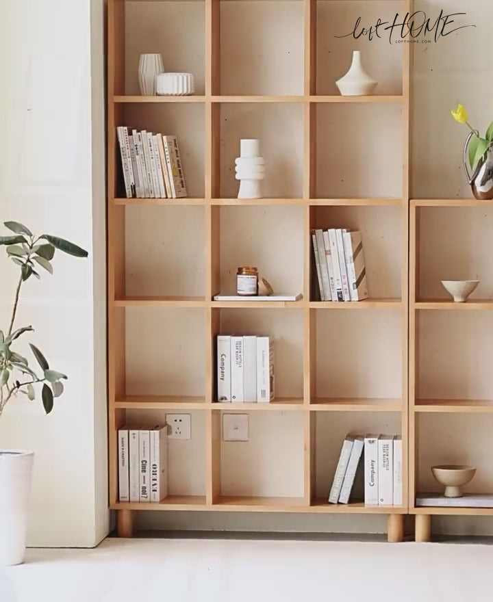 Scandinavian Beech Wood Bookshelf MURAL