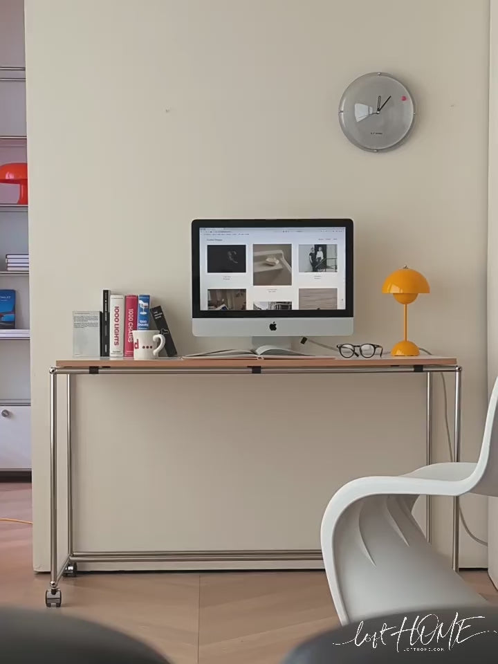 Minimalist Steel Wheeled Study Table USM