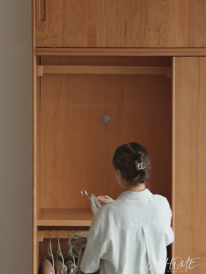 Scandinavian Cherry Wood Sliding Door Wardrobe AUTUMN