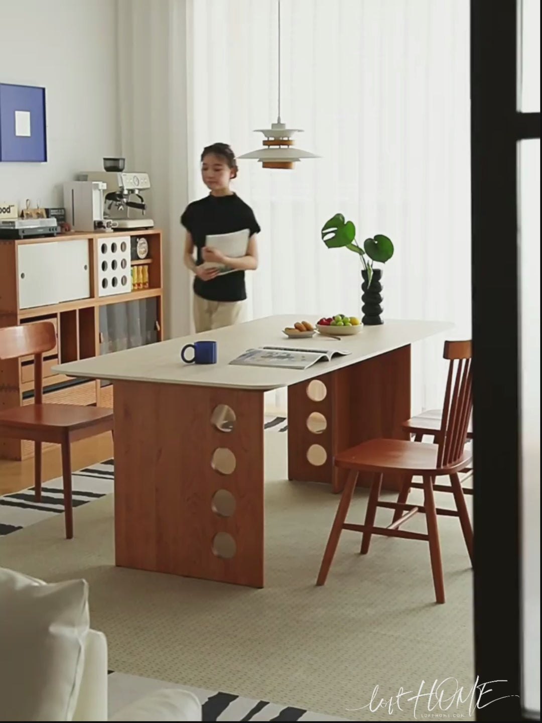 Scandinavian Cherry Wood Sintered Stone Dining Table TIMELESS