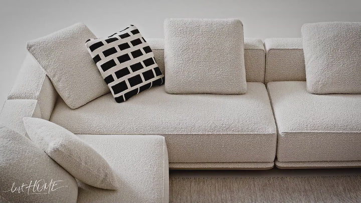 Minimalist Mixed Weave Fabric Modular L Shape Sectional Sofa ELEGANZA 4+L