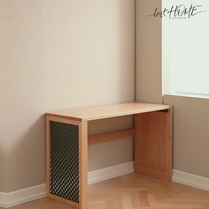 Scandinavian Wood Extendable Study Table With Shelf CORNER