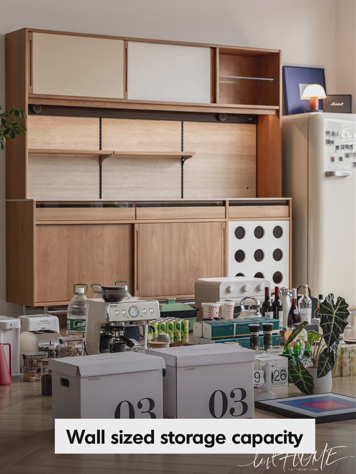 Scandinavian oak wood sintered stone storage side cabinet timeless in real life style.