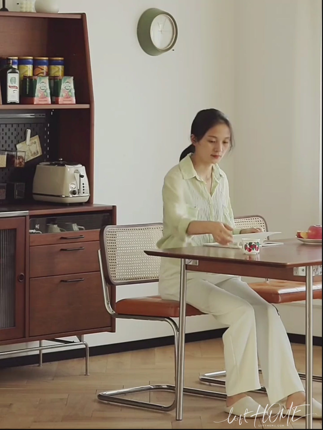 Vintage Rattan PU Leather Dining Chair HOH XIL