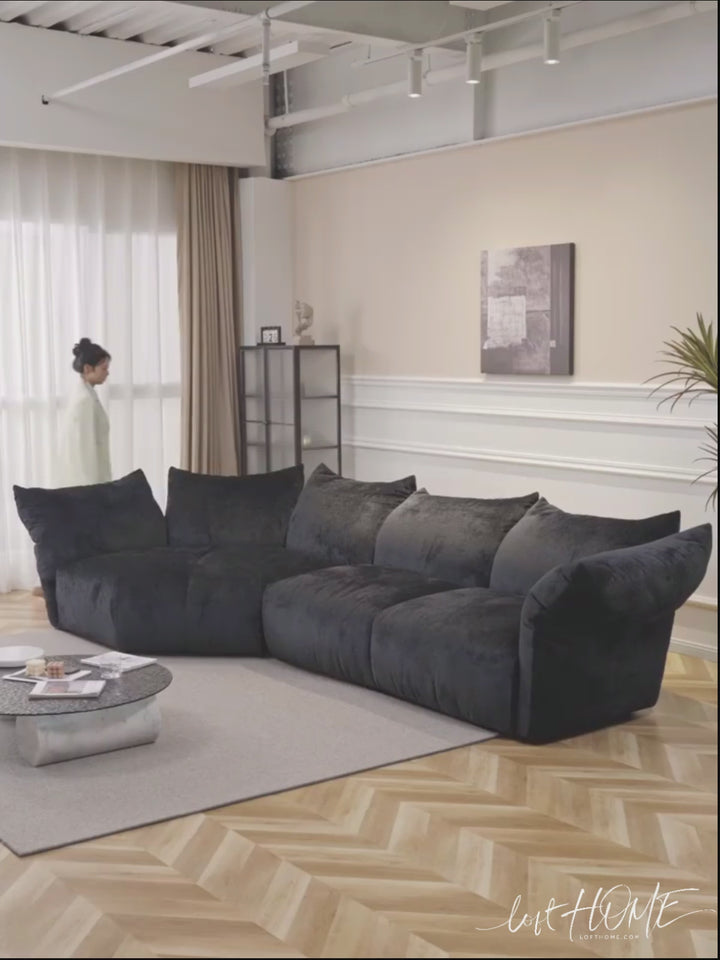 Contemporary Velvet Fabric L Shape Sectional Sofa FLOWER 3+L