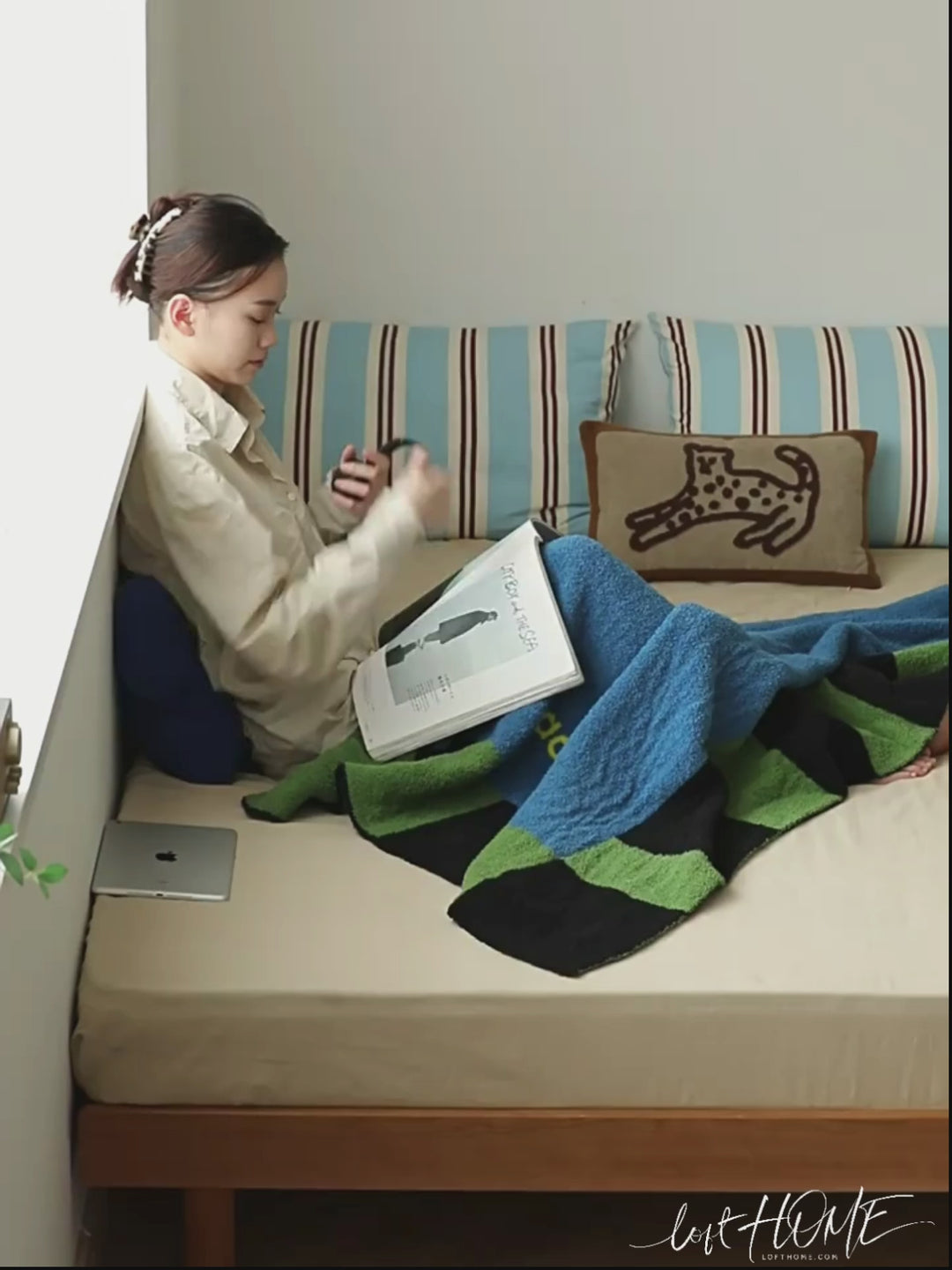 Scandinavian Cherry Wood Platform Bed ISLE