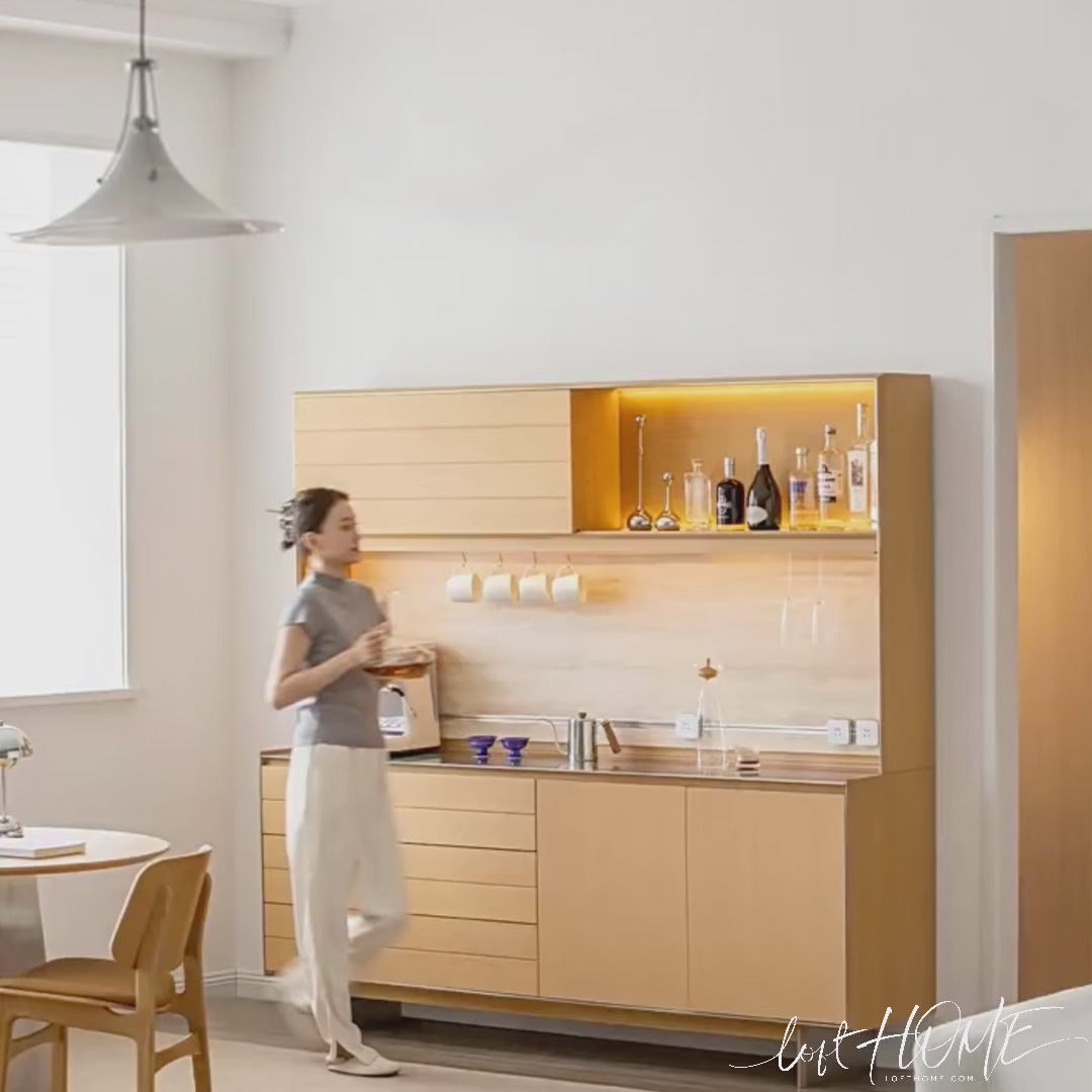 Minimalist Ash Wood Veneer Kitchen Cabinet LESS