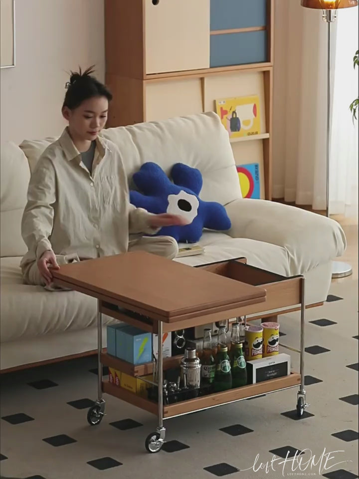 Scandinavian Cherry Wood Extendable Coffee Table TIMELESS