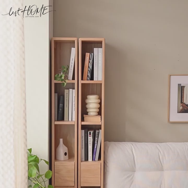 Scandinavian Wood Bookshelf CORNER FORTUNE