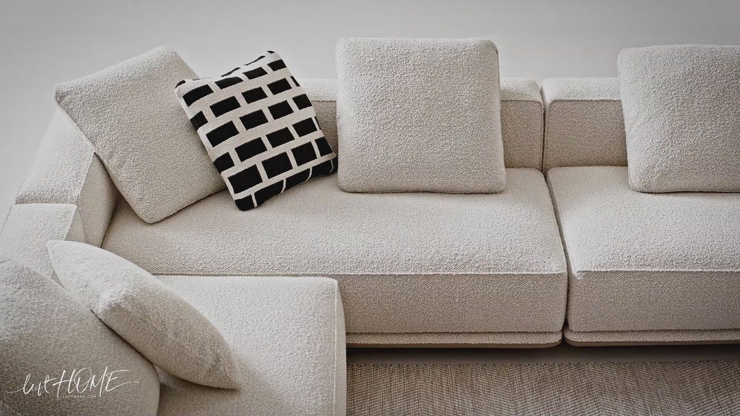 Minimalist Mixed Weave Fabric Modular Corner 2 Seater Sofa ELEGANZA