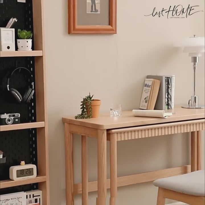 Scandinavian Wood Caster Wheel Extendable Study Table TWIN LAYER