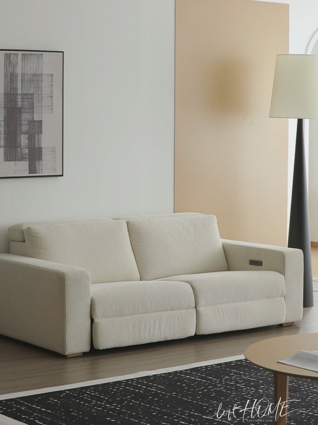 Minimalist Chenille Velvet Fabric Electric Recliner 2 Seater Sofa STRATUS