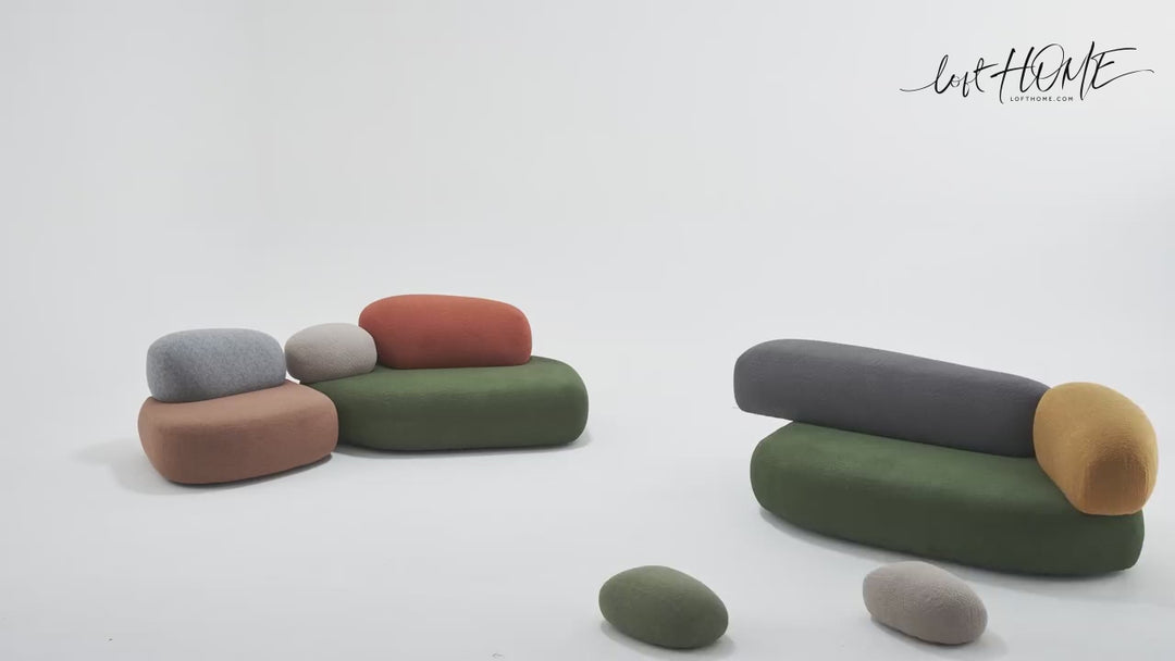 Contemporary Fabric Ottoman PEBBLE