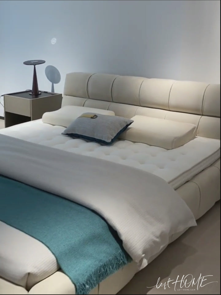 Contemporary Suede Fabric Bed TUFTY
