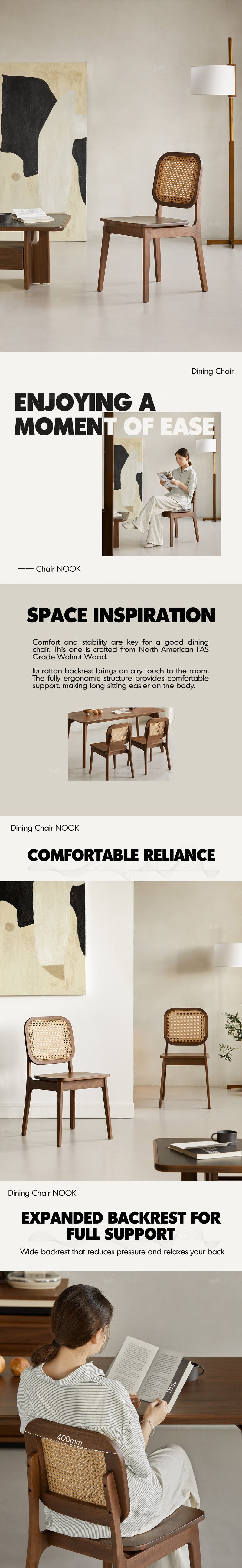 Japandi Walnut Wood Rattan Dining Chair NOOK More Details and Instruction