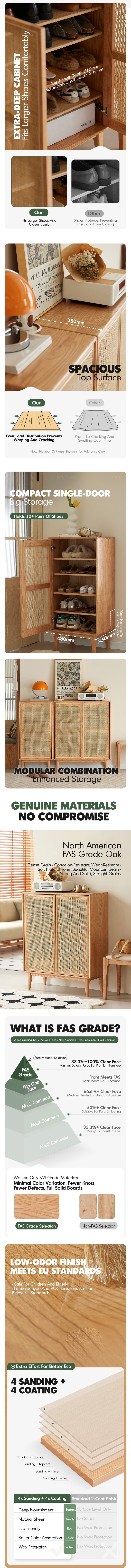 more product details and feature of Scandinavian Rattan Oak Wood Shoe Cabinet BERI