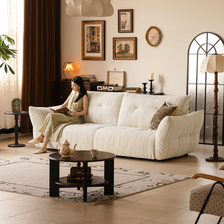 Removable fabric sofa cover for mochi sofa in still life.