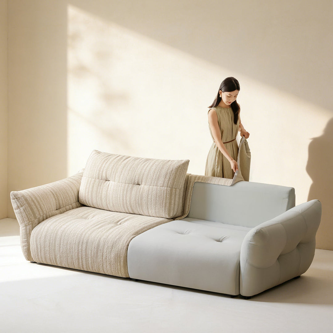 Removable fabric sofa cover for mochi sofa conceptual design.