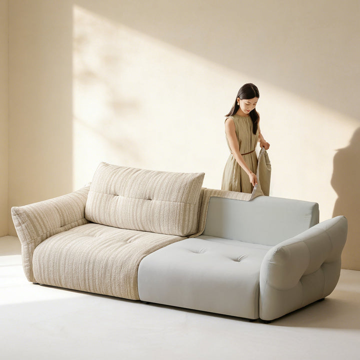 Removable fabric sofa cover for mochi sofa conceptual design.