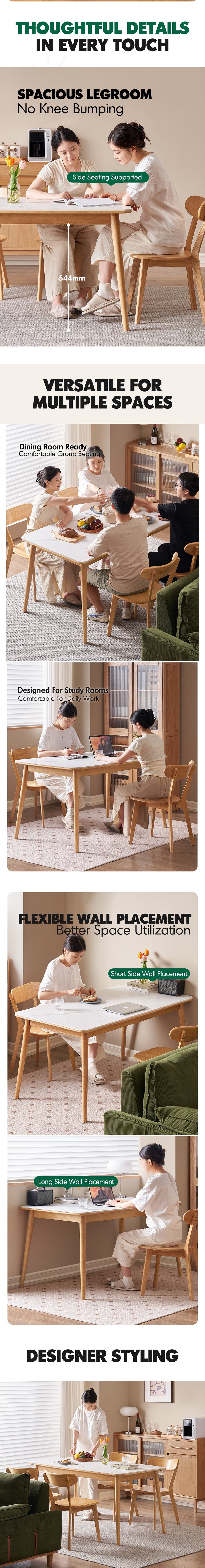 more product details and feature of Scandinavian Sintered Stone Rubber Wood Dining Table ROWAN