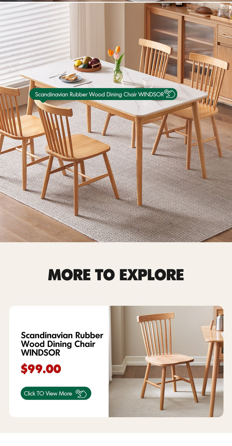 more product details and feature of Scandinavian Sintered Stone Rubber Wood Dining Table ROWAN