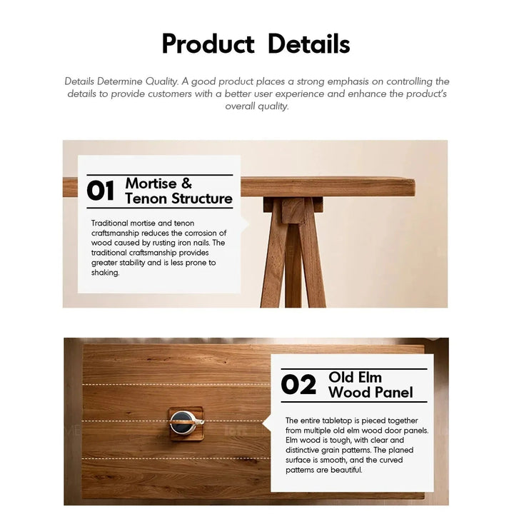 Rustic elm wood dining table craft elm conceptual design.