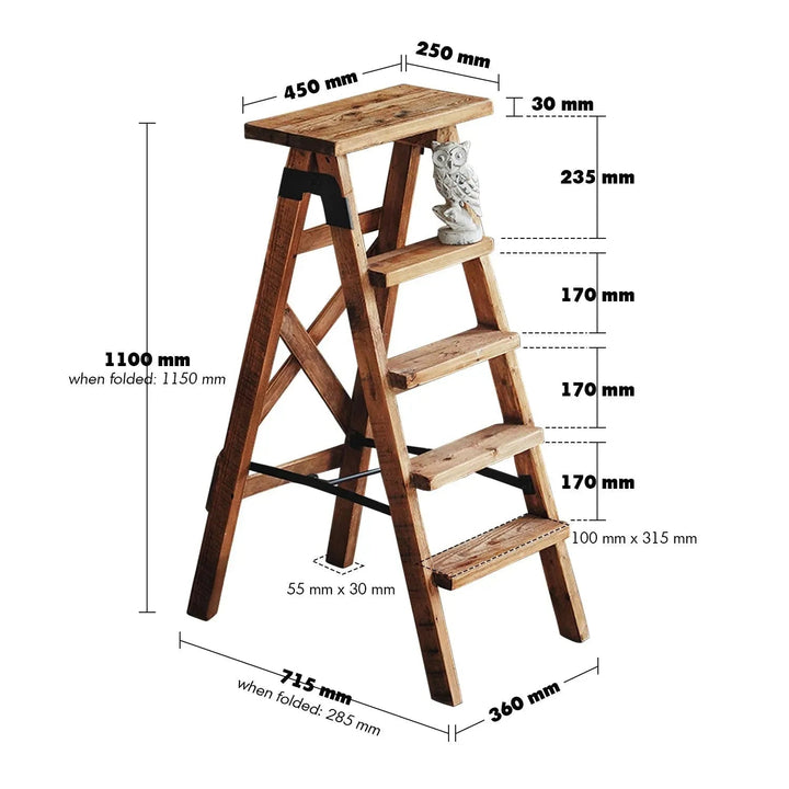 Rustic elm wood ladder elevate elm size charts.