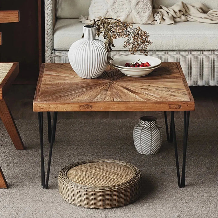 Rustic elm wood square coffee table vertigo elm material variants.
