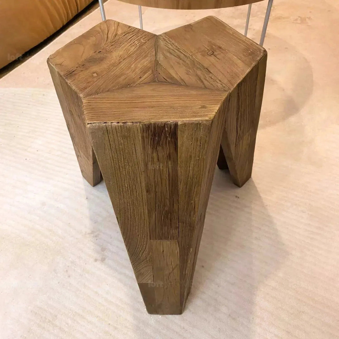Rustic elm wood stool polygon elm material variants.