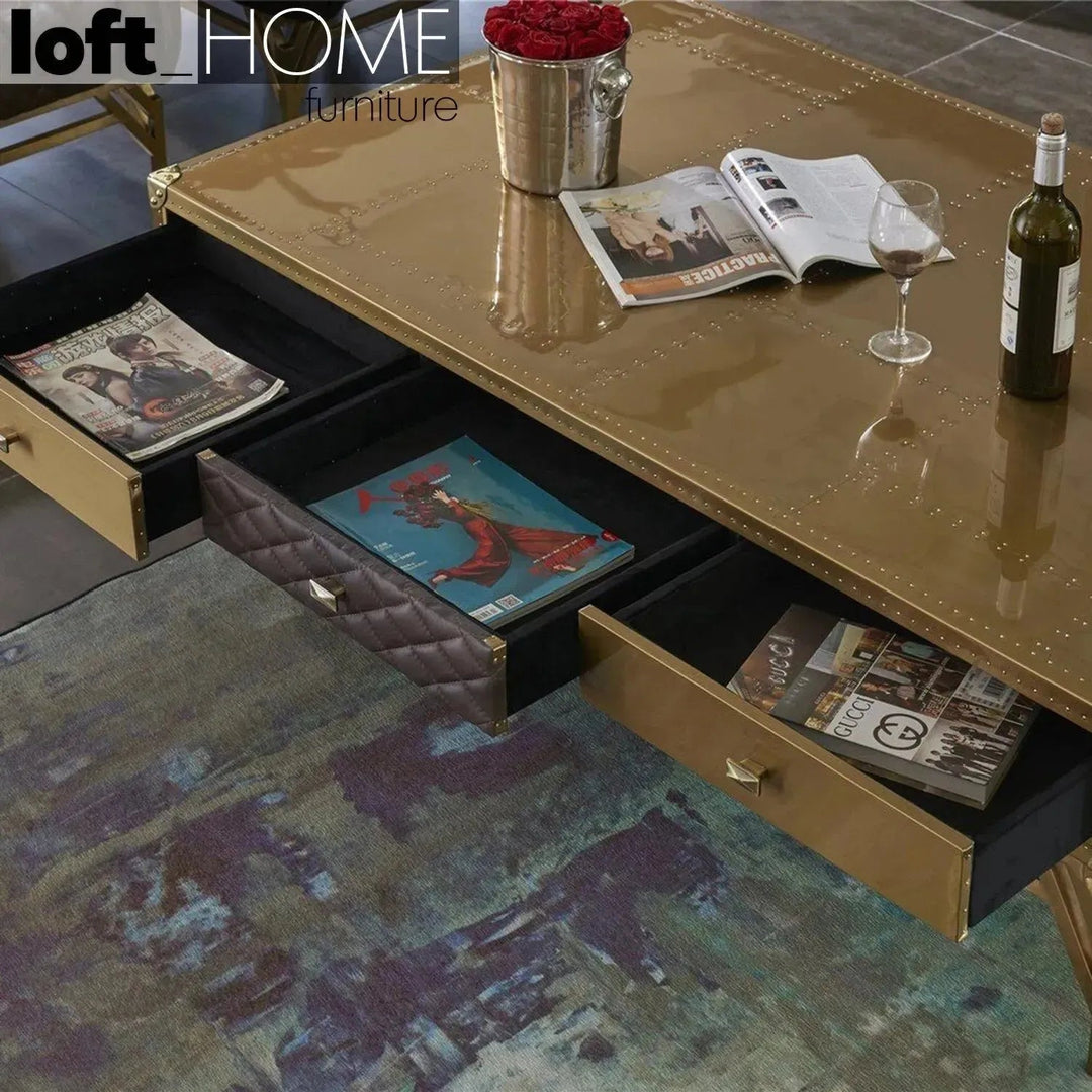 Vintage genuine leather coffee table osmond situational feels.