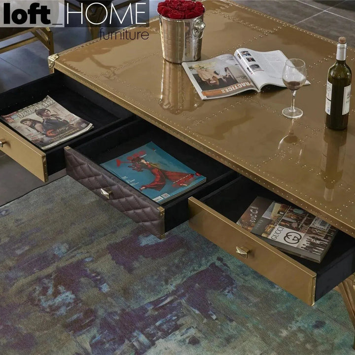 Vintage genuine leather coffee table osmond situational feels.