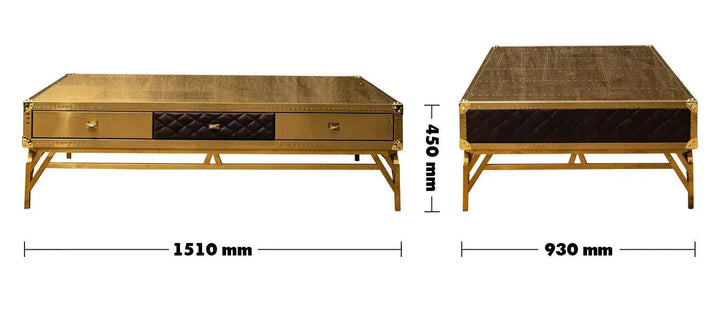 Vintage genuine leather coffee table osmond size charts.