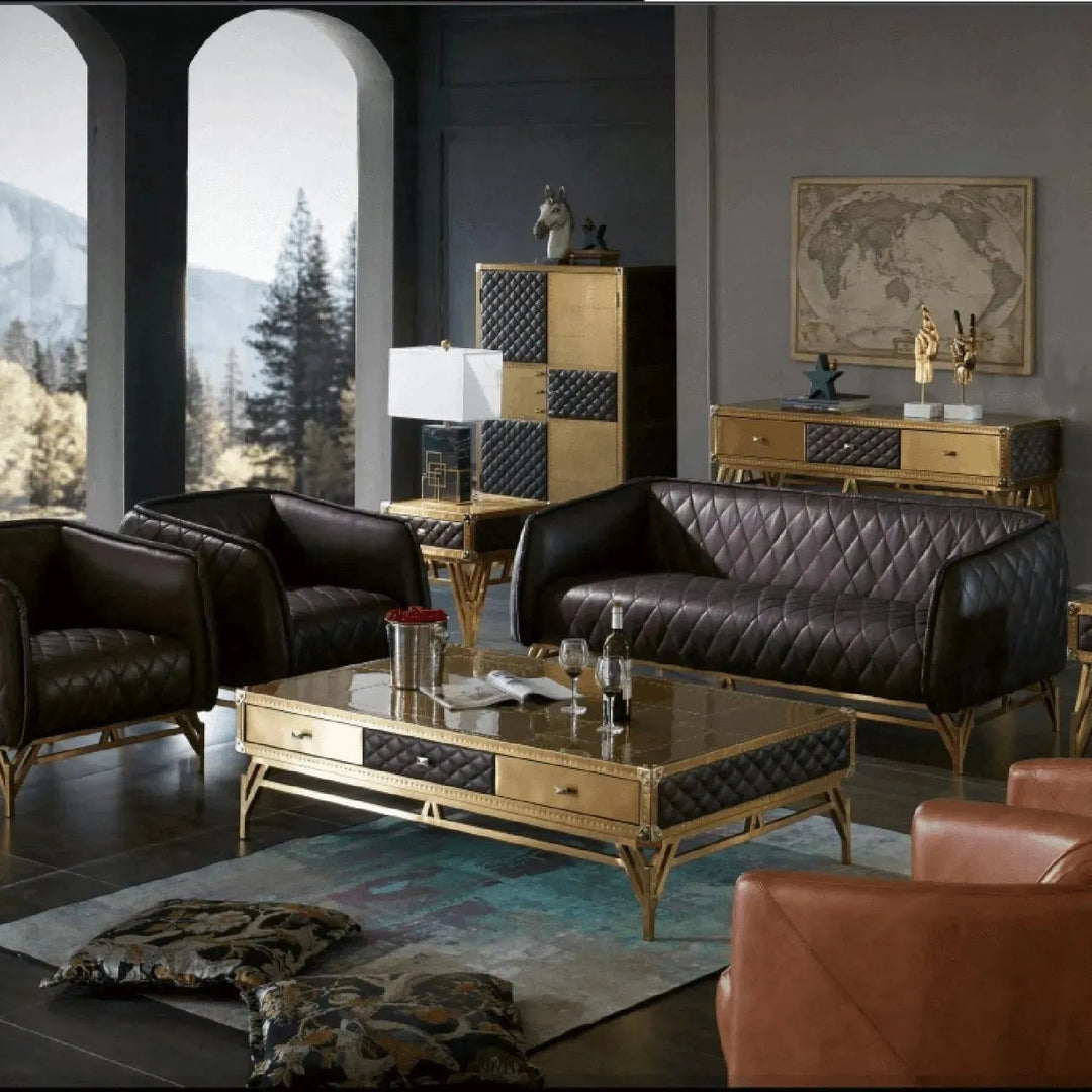 Vintage Genuine Leather Coffee Table OSMOND