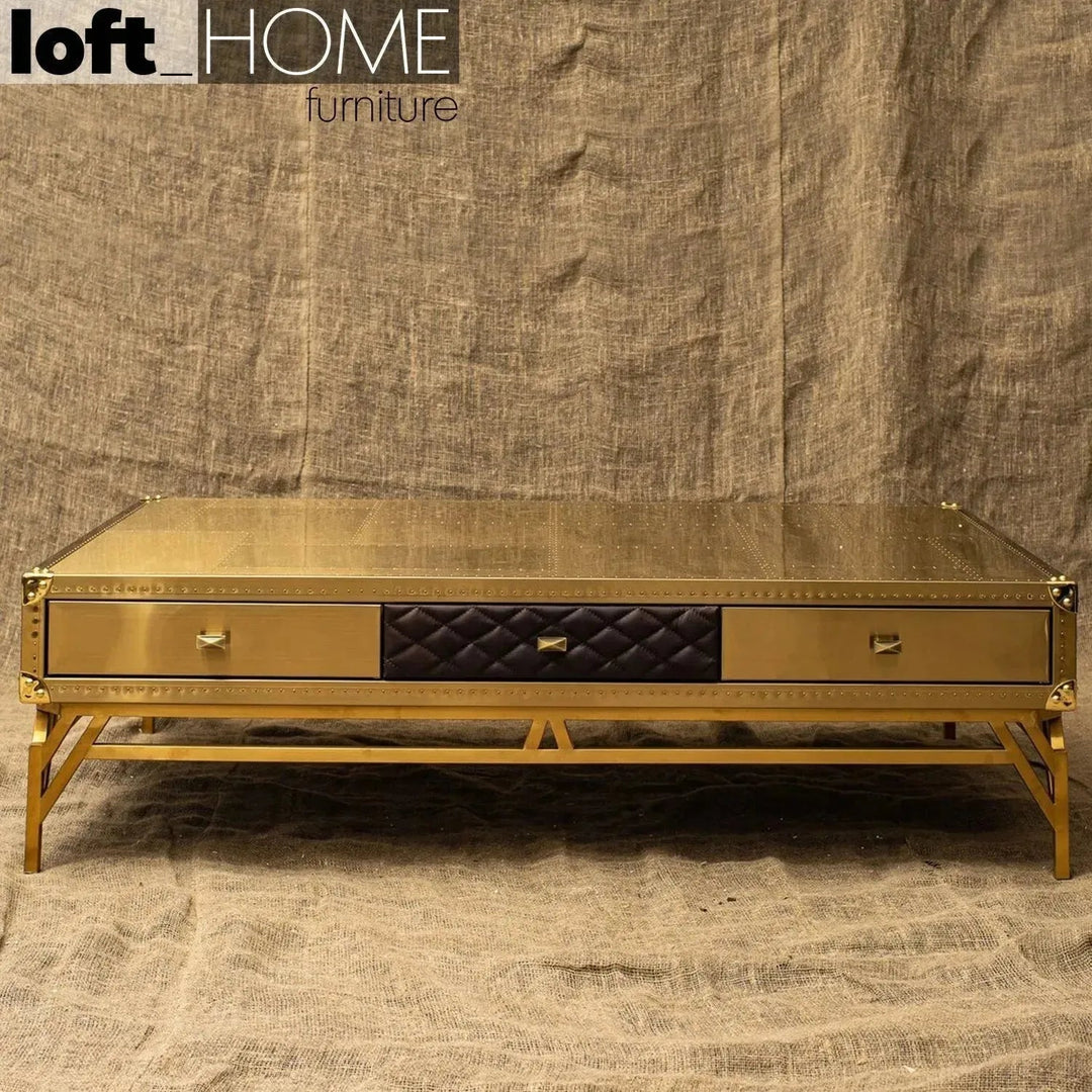 Vintage genuine leather coffee table osmond primary product view.
