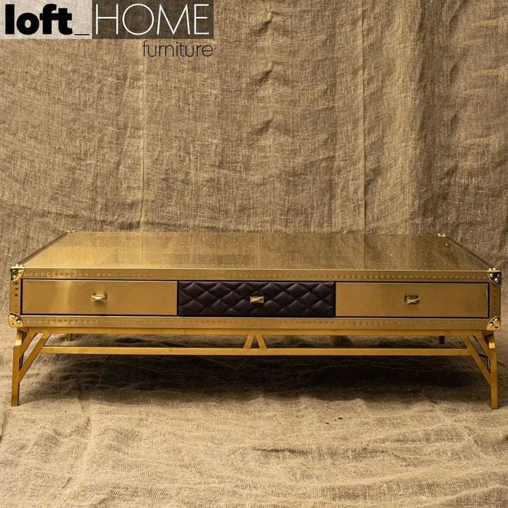 Vintage genuine leather coffee table osmond primary product view.