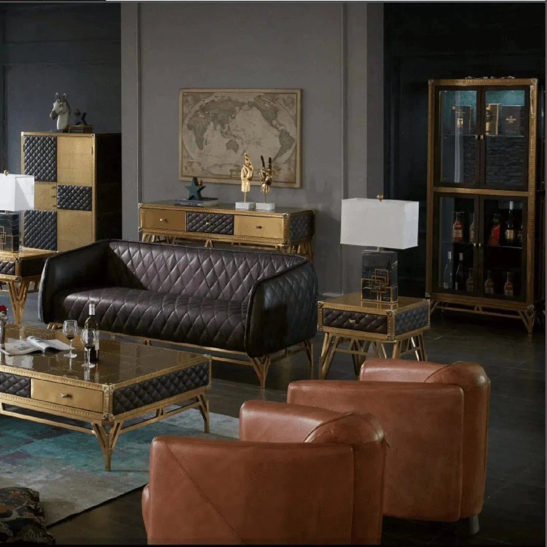 Vintage Genuine Leather Display Shelf OSMOND