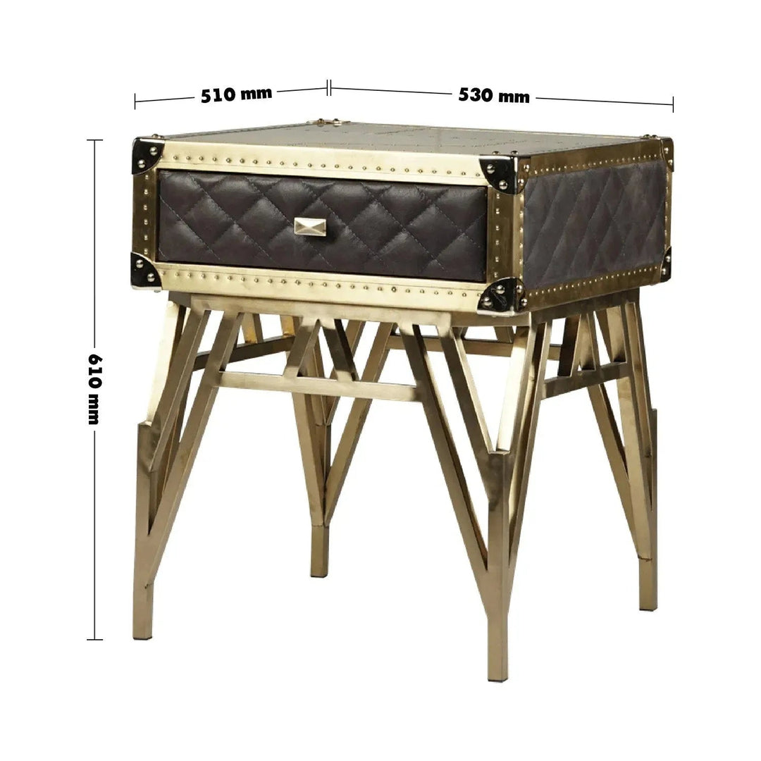 Vintage genuine leather side table osmond size charts.