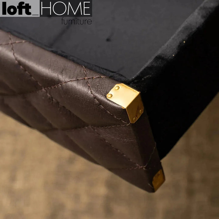Vintage genuine leather side table osmond material variants.