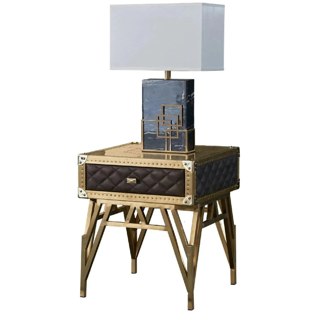 Vintage genuine leather side table osmond detail 1.