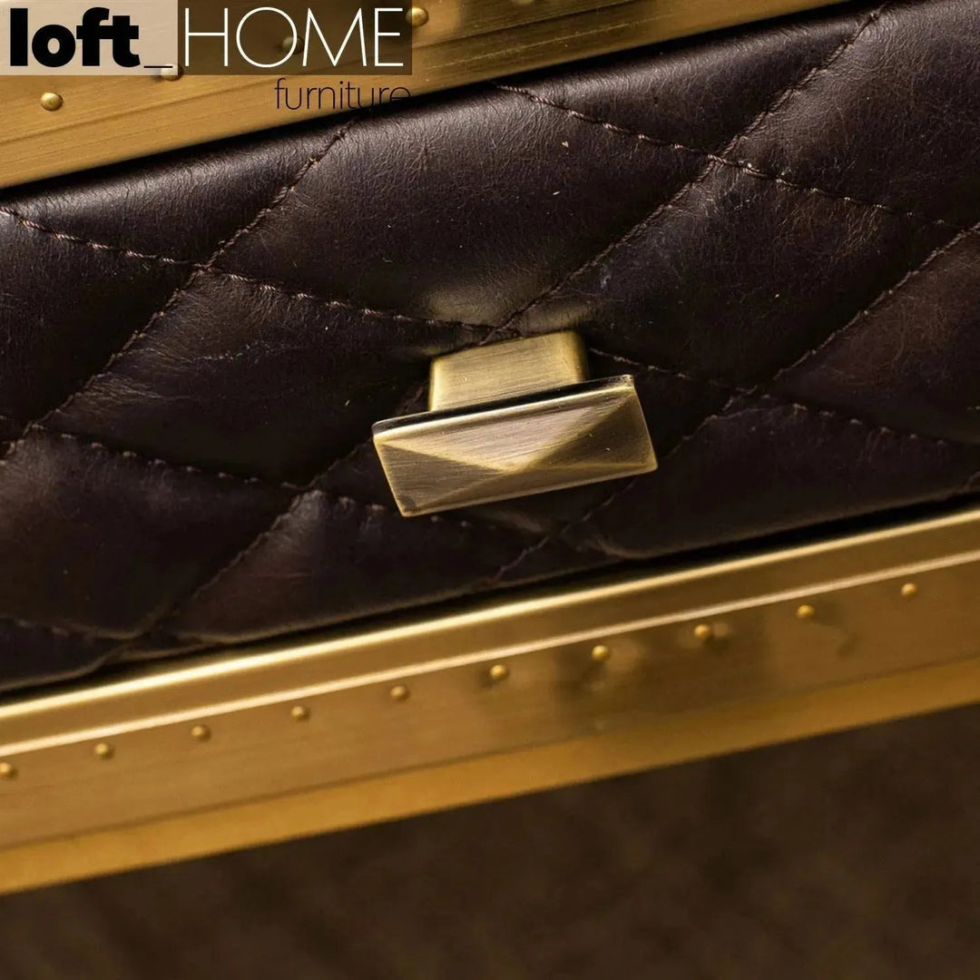 Vintage Genuine Leather Side Table OSMOND