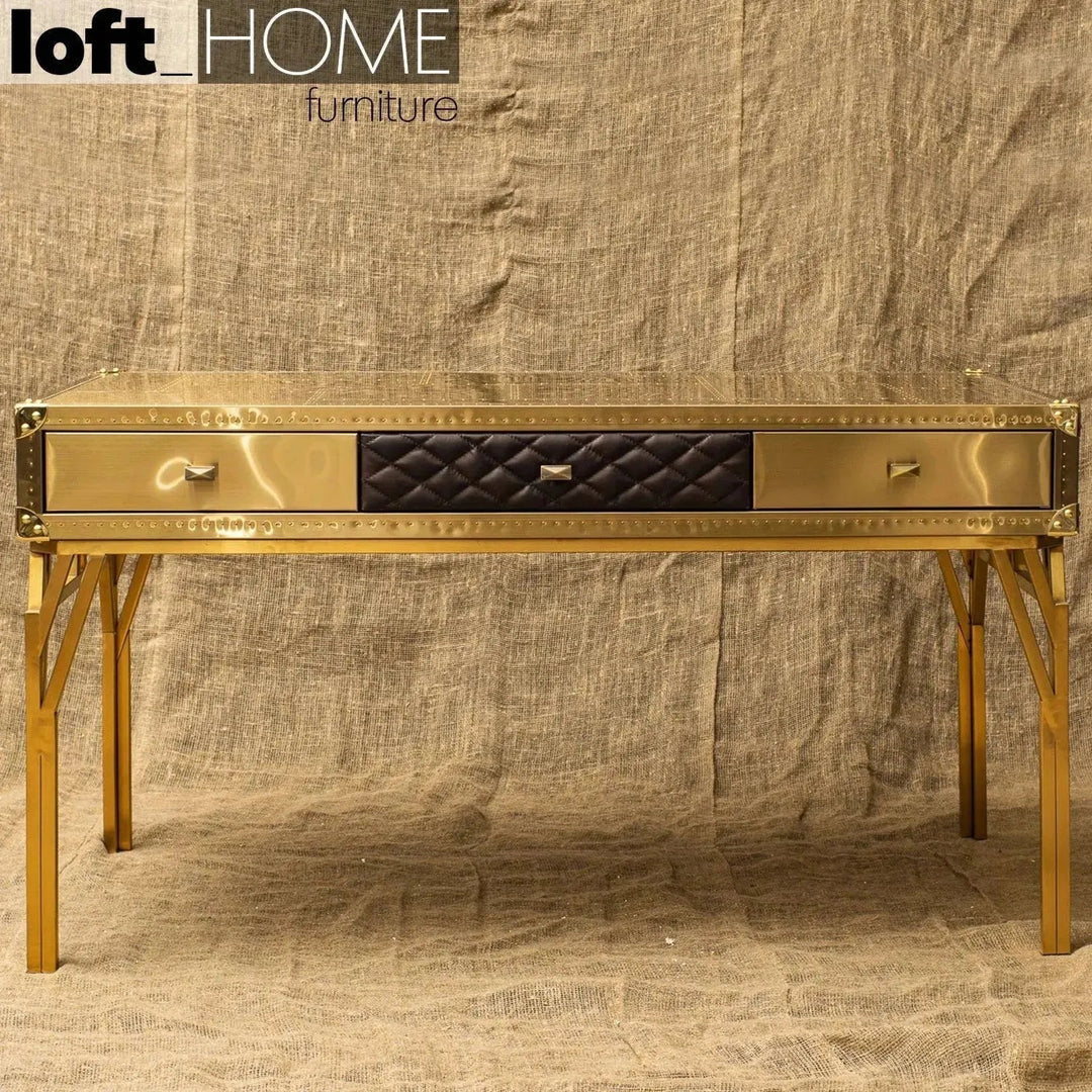 Vintage Genuine Leather Study Table OSMOND