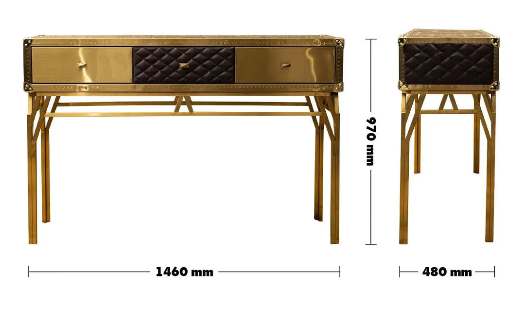 Vintage Genuine Leather Study Table OSMOND