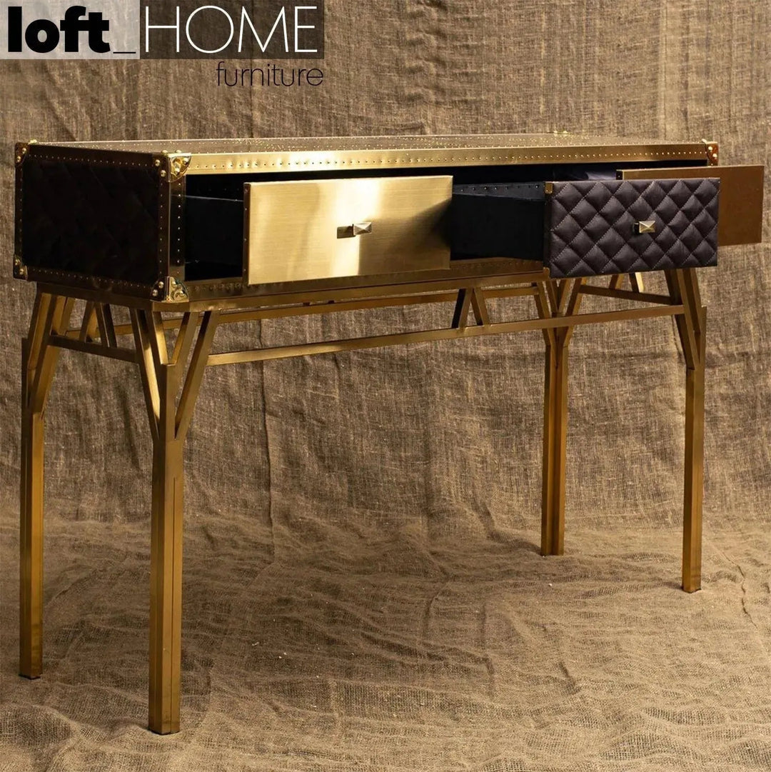 Vintage Genuine Leather Study Table OSMOND