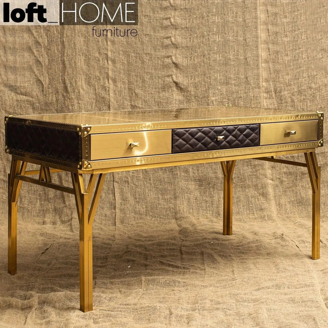 Vintage Genuine Leather Study Table OSMOND