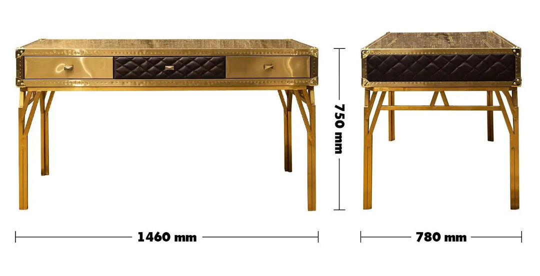 Vintage Genuine Leather Study Table OSMOND