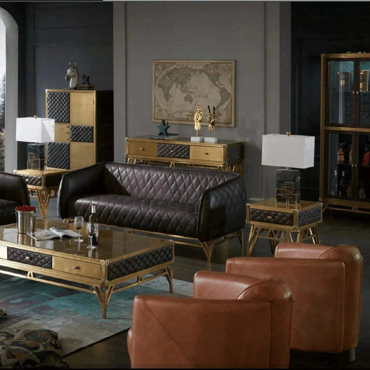 Vintage Genuine Leather Study Table OSMOND