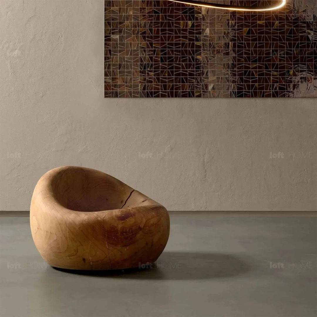 Rustic wood 1 seater sofa maui in panoramic view.