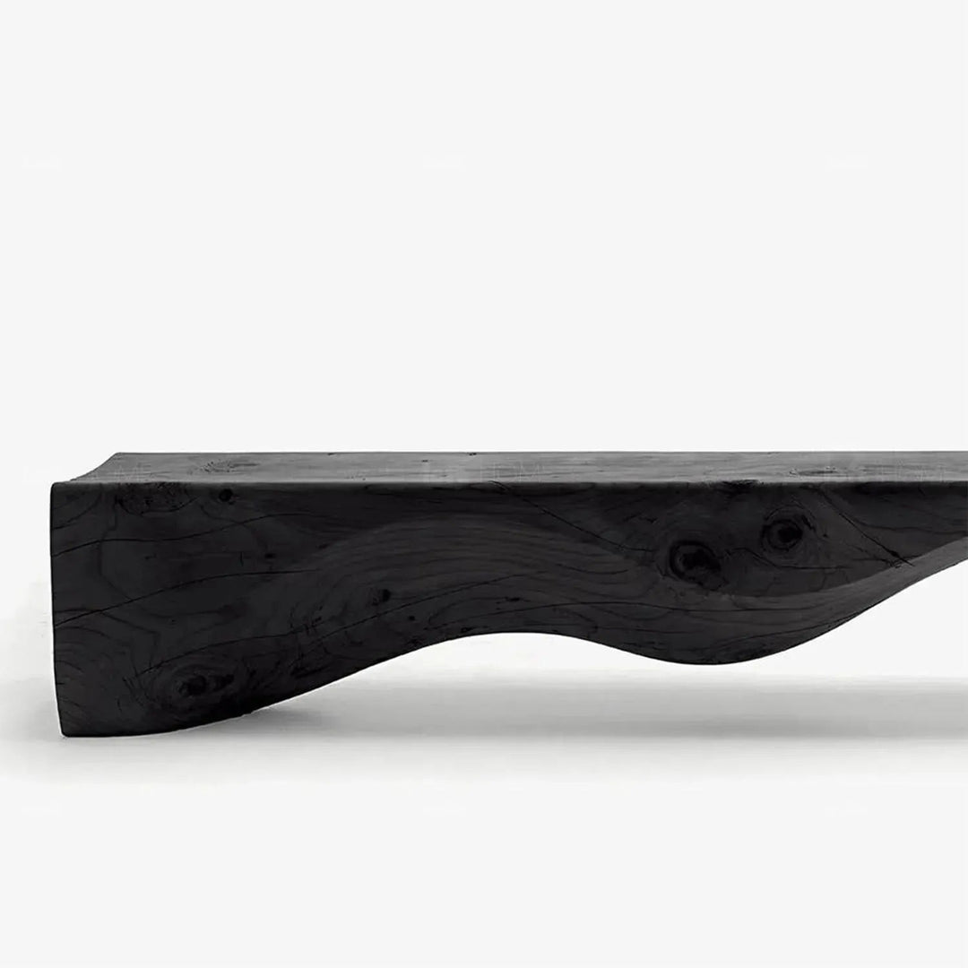 Rustic wood bench mountains in still life.