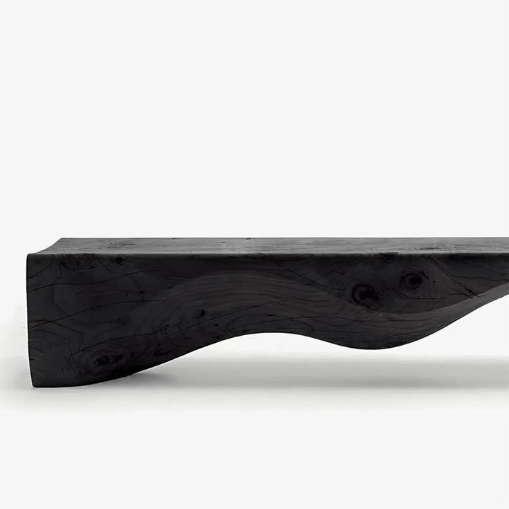 Rustic wood bench mountains in still life.