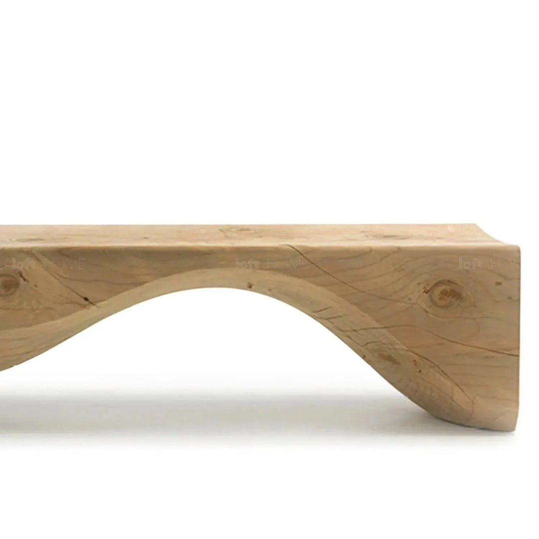 Rustic wood bench mountains in close up details.